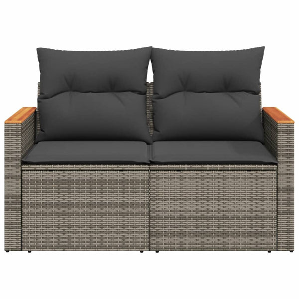 Vidaxl Garden Sofa With Cushions 2 Seater Grey Poly Rattan Patio Chairs