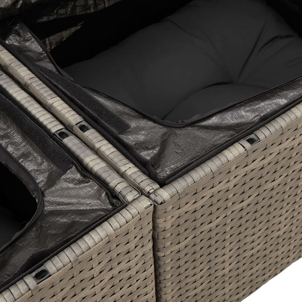 Vidaxl Garden Sofa With Cushions 2 Seater Grey Poly Rattan Patio Chairs