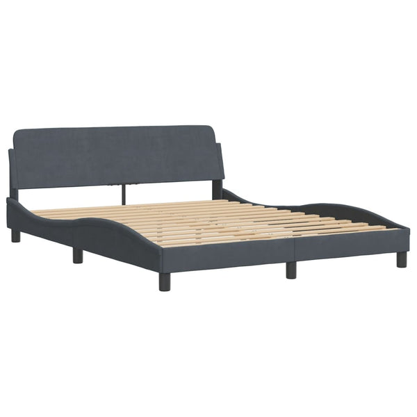 Vidaxl Bed Frame "Dover" Dark Grey 152X203 Cm Queen Velvet Queen Bed Frames