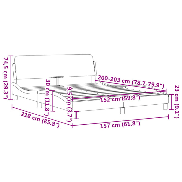 Vidaxl Bed Frame "Dover" Dark Grey 152X203 Cm Queen Velvet Queen Bed Frames