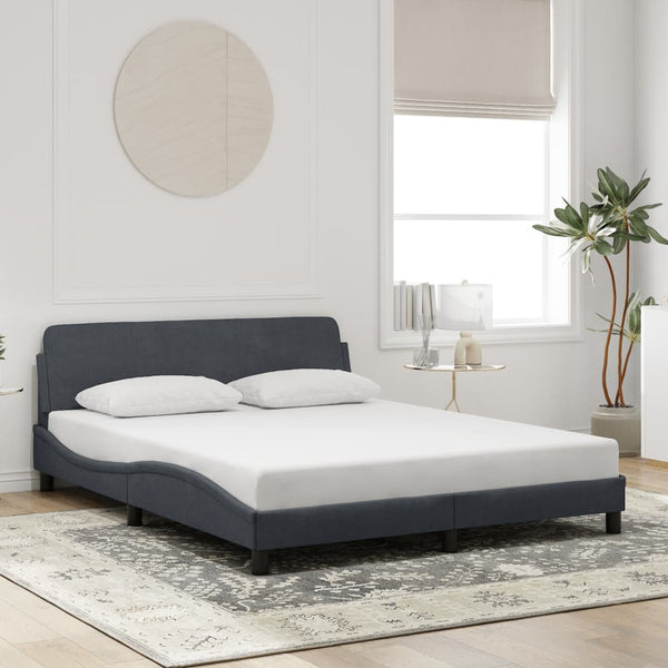 Vidaxl Bed Frame "Dover" Dark Grey 152X203 Cm Queen Velvet Queen Bed Frames