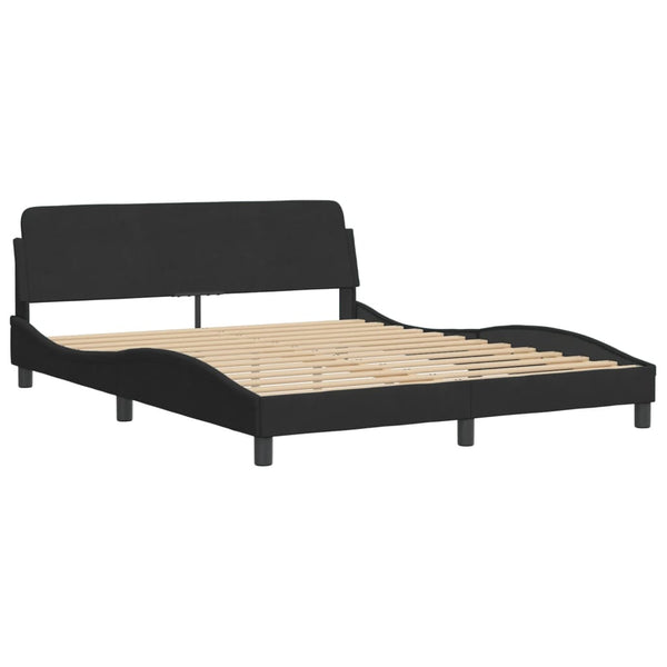 Bed Frame With Headboard Black 152X203 Cm Velvet Queen Bed Frames