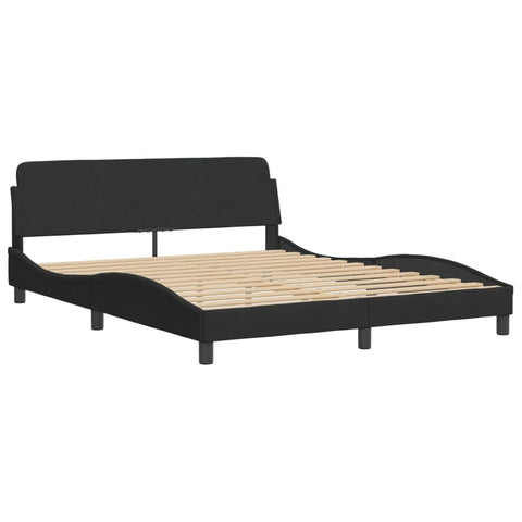 Bed Frame With Headboard Black 152X203 Cm Velvet Queen Bed Frames