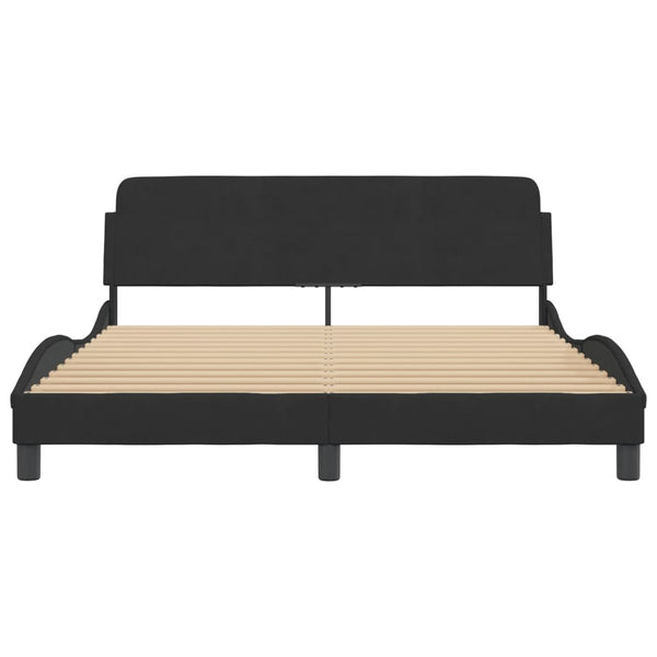Bed Frame With Headboard Black 152X203 Cm Velvet Queen Bed Frames