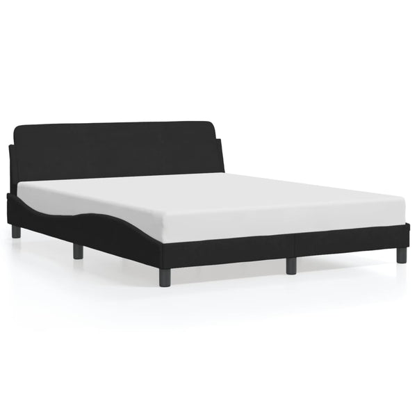 Bed Frame With Headboard Black 152X203 Cm Velvet Queen Bed Frames