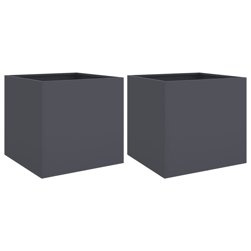 Planters 2 Pcs Anthracite 42X40x39 Cm Cold Rolled Steel Planters & Vases