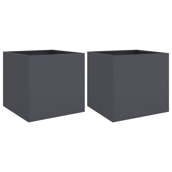 Planters 2 Pcs Anthracite 42X40x39 Cm Cold Rolled Steel Planters & Vases