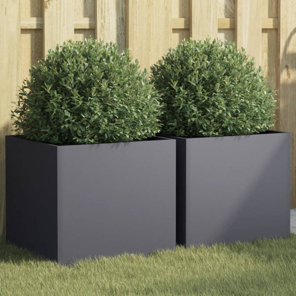 Planters 2 Pcs Anthracite 42X40x39 Cm Cold Rolled Steel Planters & Vases
