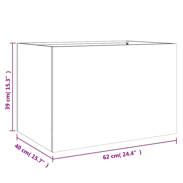 Vidaxl Planter Silver 62X40x39 Cm Galvanised Steel Planters & Vases