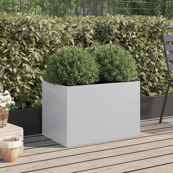 Vidaxl Planter Silver 62X40x39 Cm Galvanised Steel Planters & Vases