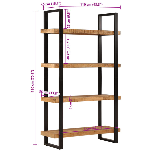 Vidaxl Bookcase 4 Tier 110X40x180 Cm Solid Wood Mango And Iron Bookshelves