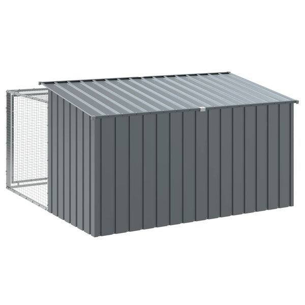 Vidaxl Dog House With Run Anthracite 197X194x110 Cm Galvanised Steel Dog Kennels