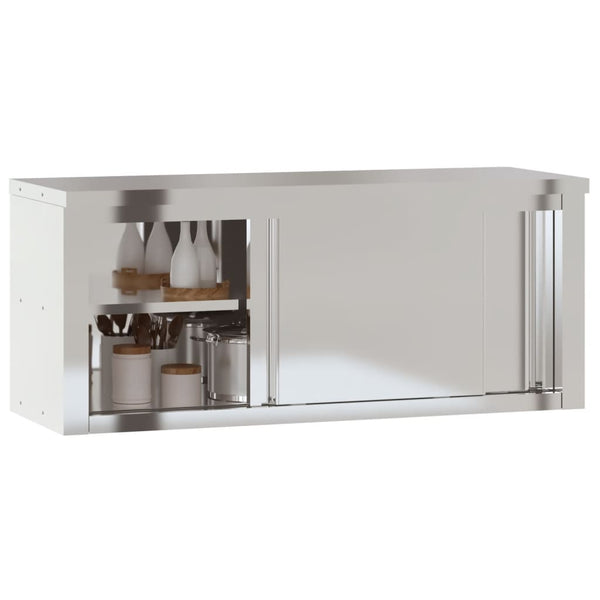 Vidaxl Kitchen Wall Cabinet With Sliding Doors Stainless Steel Cabinets & Cupboards