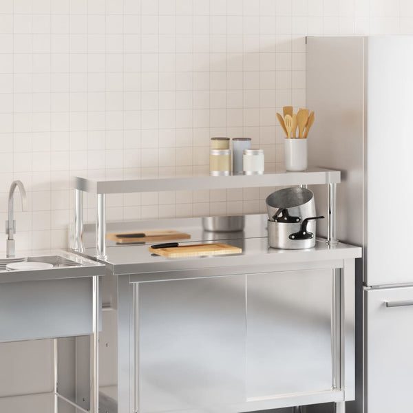 Vidaxl Work Table Overshelf 110X30x35 Cm Stainless Steel Kitchen Benchtops