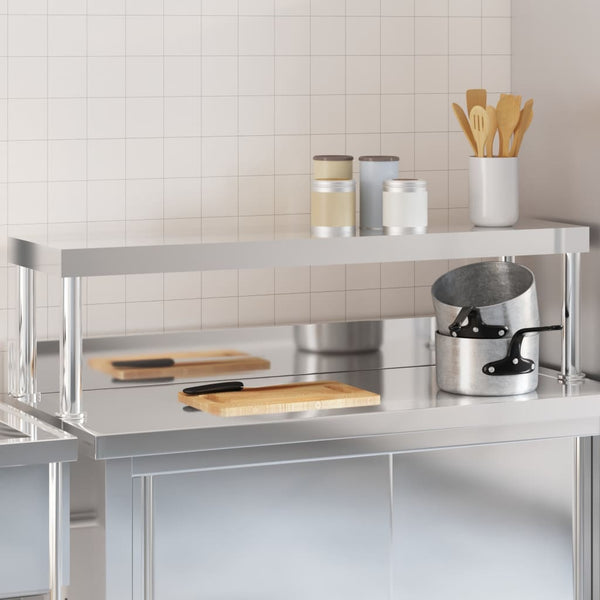 Vidaxl Work Table Overshelf 110X30x35 Cm Stainless Steel Kitchen Benchtops