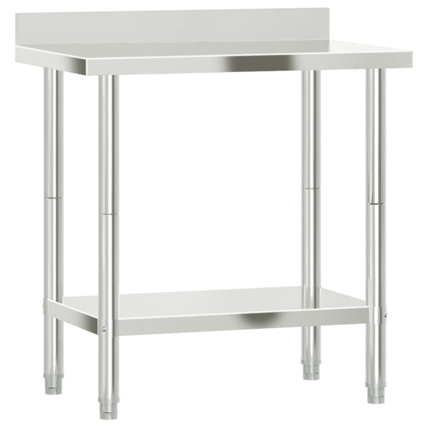 Vidaxl Kitchen Work Table With Backsplash 82.5X55x93 Cm Stainless Steel Kitchen Benchtops
