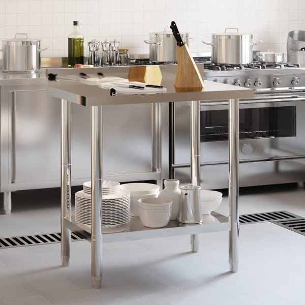 Vidaxl Kitchen Work Table With Backsplash 82.5X55x93 Cm Stainless Steel Kitchen Benchtops