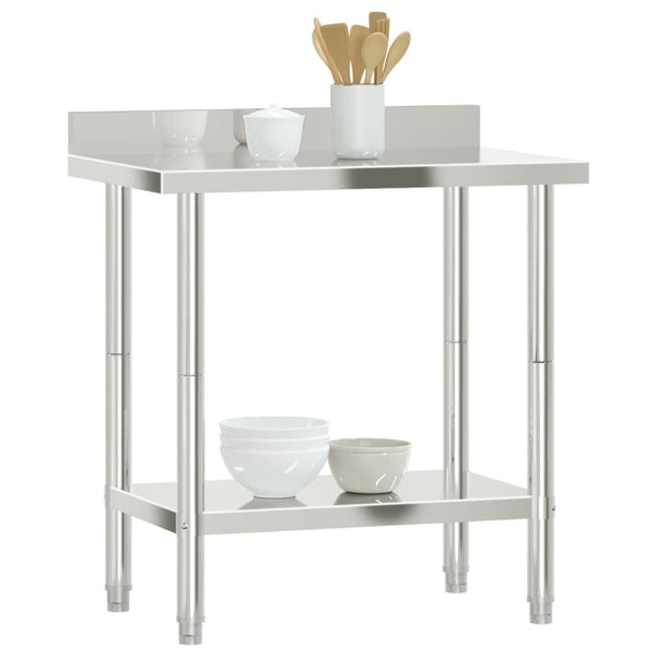 Vidaxl Kitchen Work Table With Backsplash 82.5X55x93 Cm Stainless Steel Kitchen Benchtops