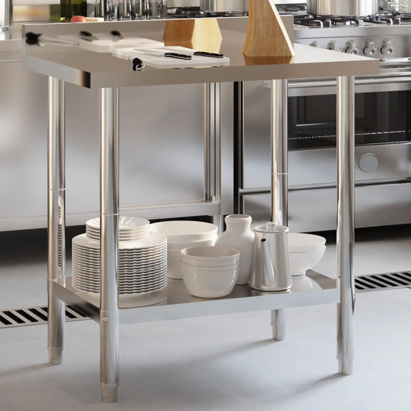 Vidaxl Kitchen Work Table With Backsplash 82.5X55x93 Cm Stainless Steel Kitchen Benchtops
