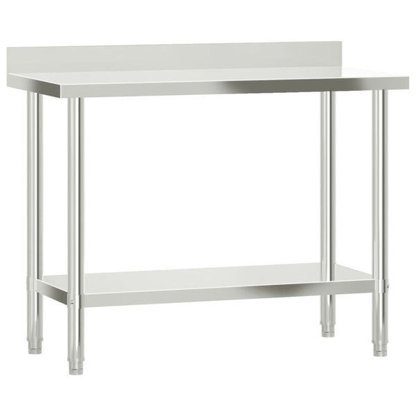 Vidaxl Kitchen Work Table With Backsplash 110X55x93 Cm Stainless Steel Tables
