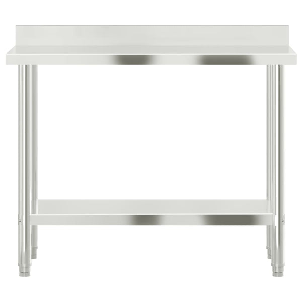 Vidaxl Kitchen Work Table With Backsplash 110X55x93 Cm Stainless Steel Tables