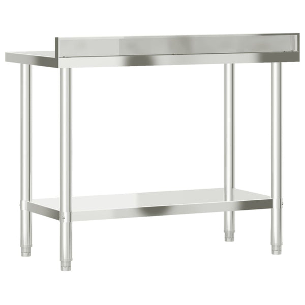Vidaxl Kitchen Work Table With Backsplash 110X55x93 Cm Stainless Steel Tables