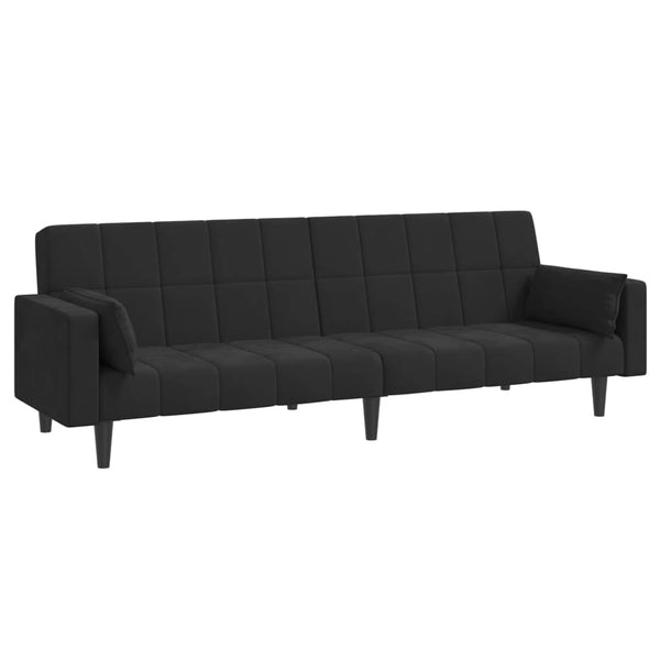 Sofa Beds 2 Seater Sofa Bed With Two Pillows Black Velvet