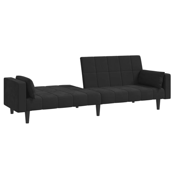 2 Seater Sofa Bed With Two Pillows Black Velvet Sofa Beds