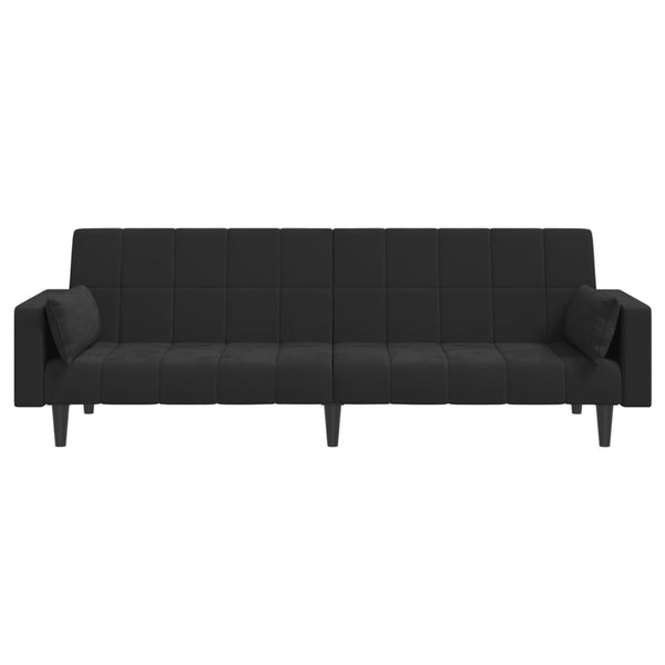 Sofa Beds 2 Seater Sofa Bed With Two Pillows Black Velvet