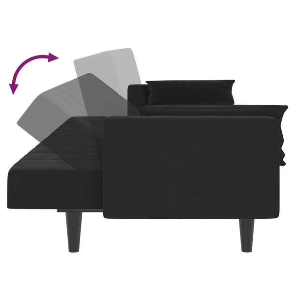 Sofa Beds 2 Seater Sofa Bed With Two Pillows Black Velvet