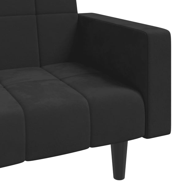 2 Seater Sofa Bed With Two Pillows Black Velvet Sofa Beds