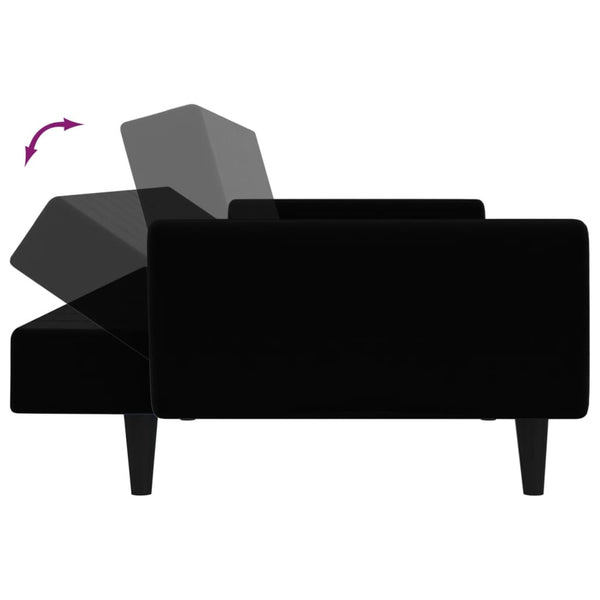 2 Seater Sofa Bed Black Velvet Sofas Armchairs & Couches