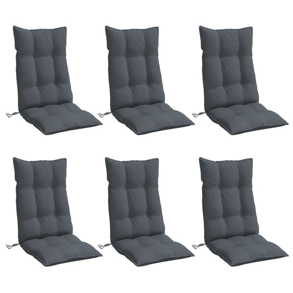 Highback Chair Cushions 6 Pcs Anthracite Oxford Fabric Patio Furniture Cushions & Pads