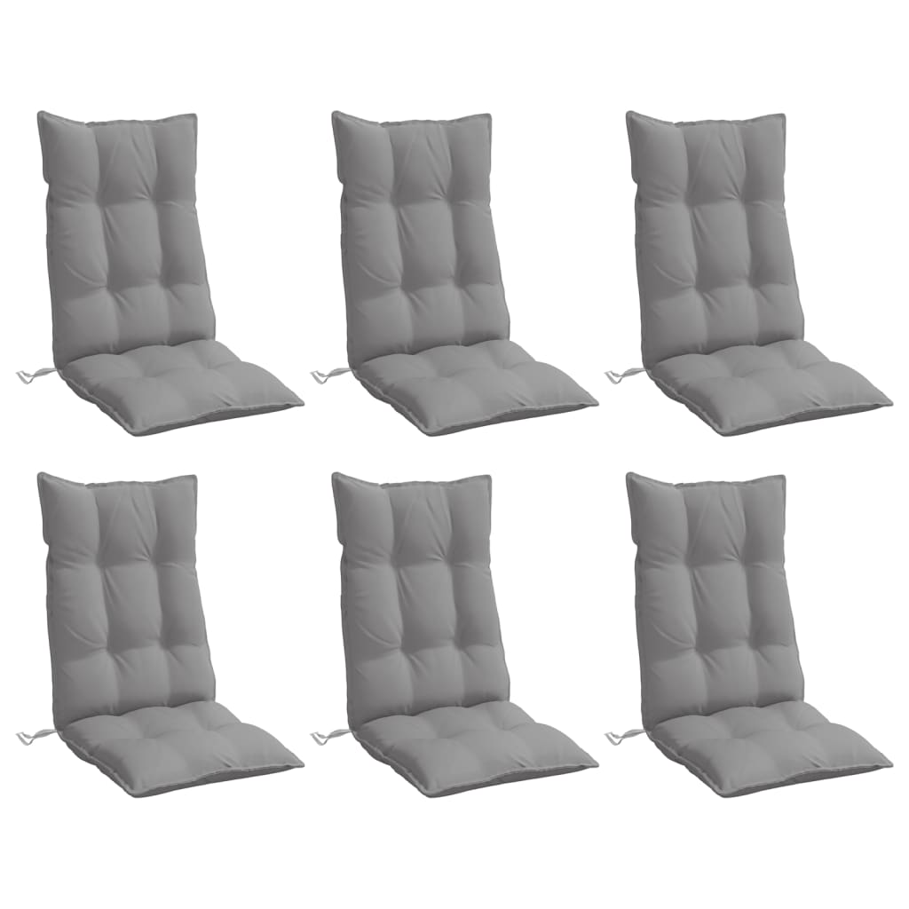 Highback Chair Cushions 6 Pcs Grey Oxford Fabric Patio Furniture Cushions & Pads