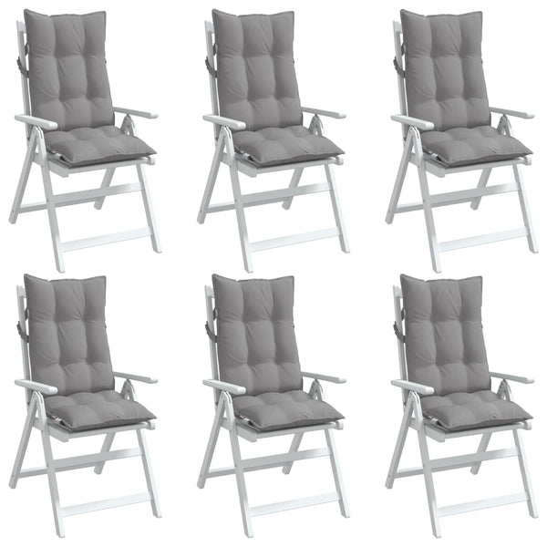 Highback Chair Cushions 6 Pcs Grey Oxford Fabric Patio Furniture Cushions & Pads
