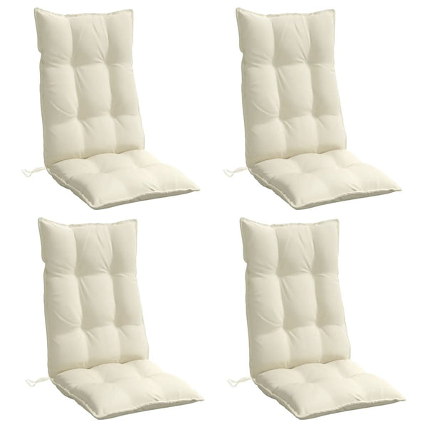 Highback Chair Cushions 4 Pcs Cream Oxford Fabric Patio Furniture Cushions & Pads