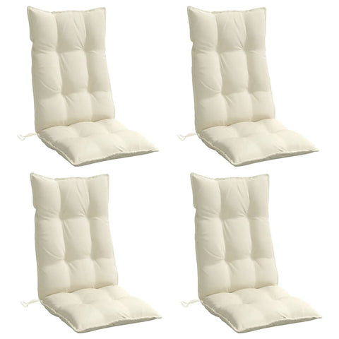 Highback Chair Cushions 4 Pcs Cream Oxford Fabric Patio Furniture Cushions & Pads
