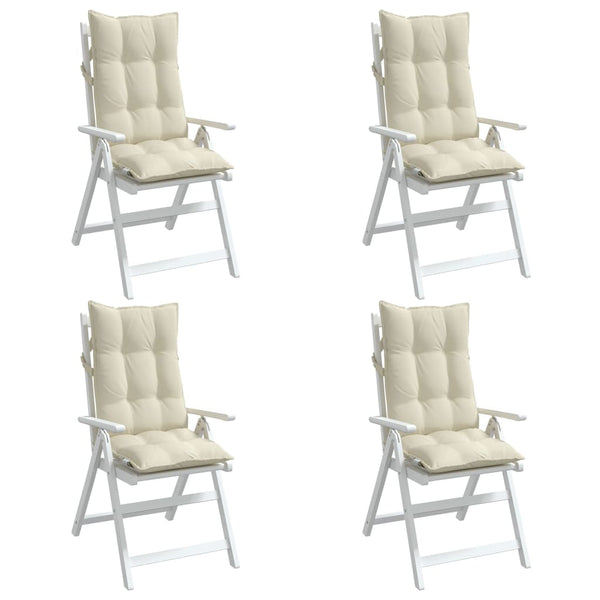 Highback Chair Cushions 4 Pcs Cream Oxford Fabric Patio Furniture Cushions & Pads