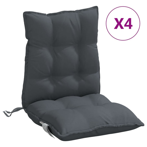 Lowback Chair Cushions 4 Pcs Anthracite Oxford Fabric Patio Furniture Cushions & Pads
