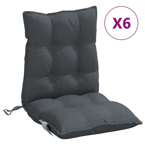 Lowback Chair Cushions 6 Pcs Anthracite Oxford Fabric Patio Furniture Cushions & Pads