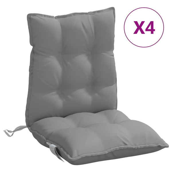 Lowback Chair Cushions 4 Pcs Grey Oxford Fabric Patio Furniture Cushions & Pads