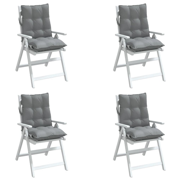 Lowback Chair Cushions 4 Pcs Grey Oxford Fabric Patio Furniture Cushions & Pads