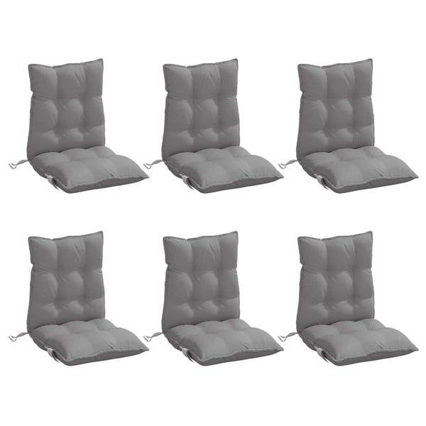 Lowback Chair Cushions 6 Pcs Grey Oxford Fabric Patio Furniture Cushions & Pads
