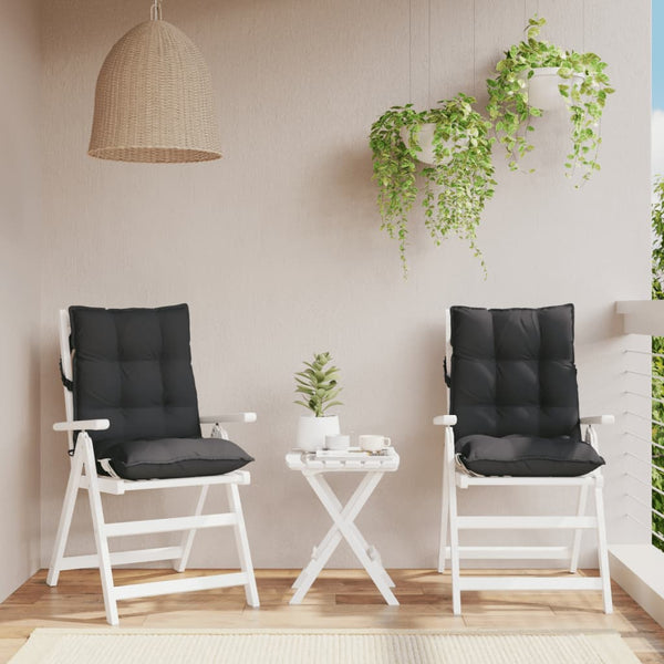 Lowback Chair Cushions 2 Pcs Black Oxford Fabric Patio Furniture Cushions & Pads