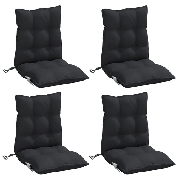 Lowback Chair Cushions 4 Pcs Black Oxford Fabric Patio Furniture Cushions & Pads