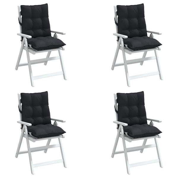 Lowback Chair Cushions 4 Pcs Black Oxford Fabric Patio Furniture Cushions & Pads