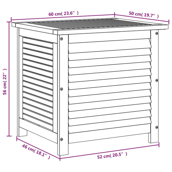 Garden Storage Box With Louver 60X50x56 Cm Solid Wood Acacia Storage Deck Boxes