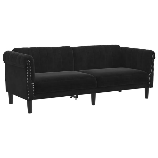 Sofa 3 Seater Black Velvet Sofas Armchairs & Couches