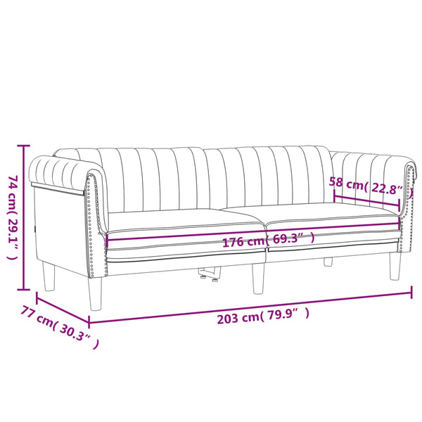 Sofa 3 Seater Black Velvet Sofas Armchairs & Couches