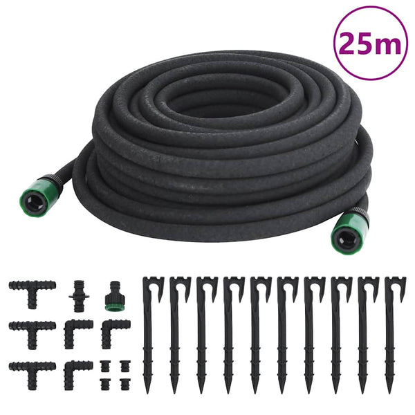 Vidaxl Garden Soaker Hose Black 0.6Inch 25M Rubber Hoses